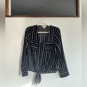 Monteau Black and White Striped Blouse